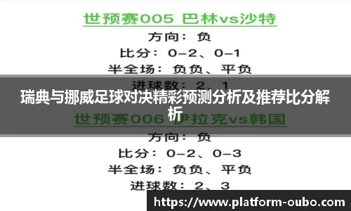瑞典与挪威足球对决精彩预测分析及推荐比分解析
